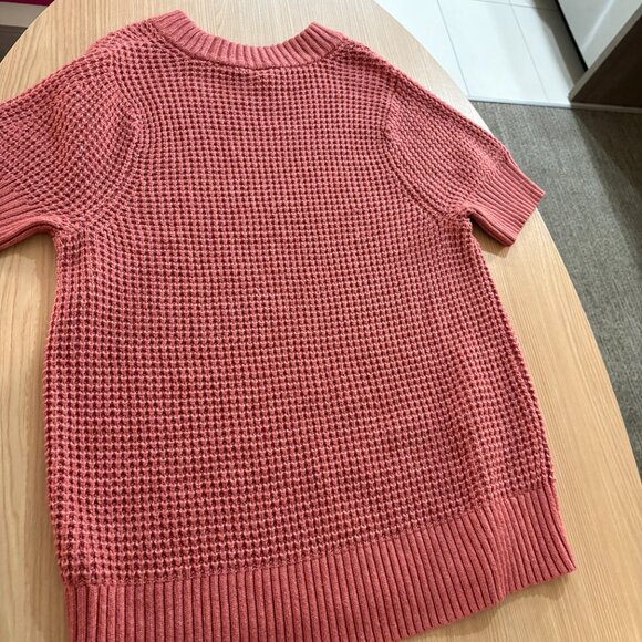 Torrid Chunky Knit Short Sleeve Sweater Size 3 3X Pink Viscose Blend Waffle Knit - Picture 3 of 3